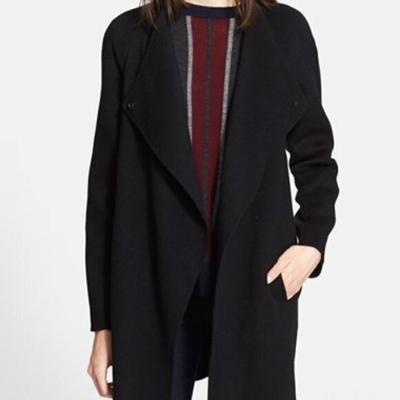 New Vince Sweater Back Drape Neck Black Coat NWT Large - Picture 5 of 16